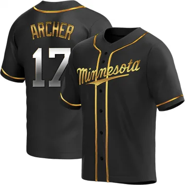 Black Golden Replica Chris Archer Youth Minnesota Alternate Jersey