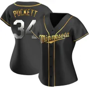 Black Golden Replica Kirby Puckett Women's Minnesota Alternate Jersey