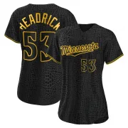 Black Replica Brent Headrick Women's Minnesota Snake Skin City Jersey