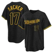 Black Replica Chris Archer Men's Minnesota Snake Skin City Jersey