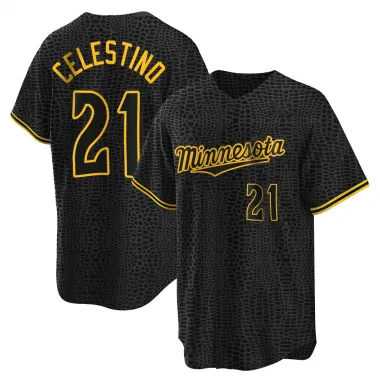 Black Replica Gilberto Celestino Men's Minnesota Snake Skin City Jersey