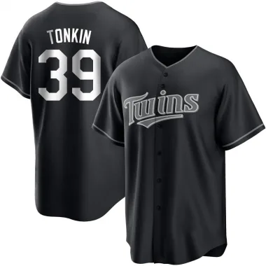 Black/White Replica Michael Tonkin Men's Minnesota Jersey