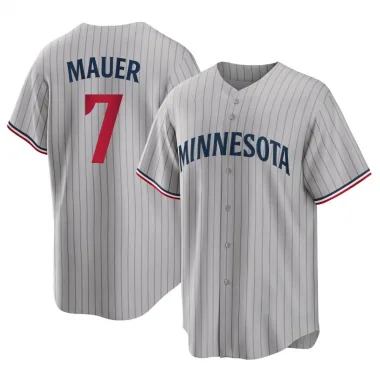 Gray Replica Joe Mauer Men's Minnesota Road Jersey