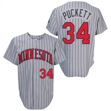 Grey Authentic Kirby Puckett Men's Minnesota 1987 Throwback Jersey