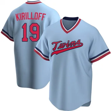 Light Blue Replica Alex Kirilloff Youth Minnesota Road Cooperstown Collection Jersey