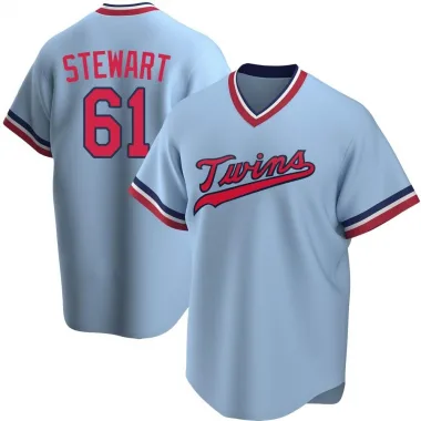 Light Blue Replica Brock Stewart Youth Minnesota Road Cooperstown Collection Jersey