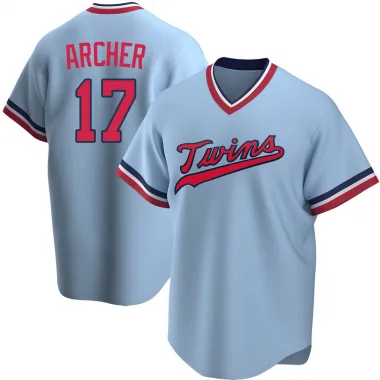 Light Blue Replica Chris Archer Men's Minnesota Road Cooperstown Collection Jersey