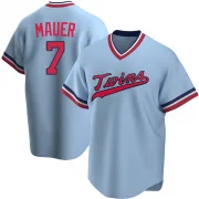 Light Blue Replica Joe Mauer Youth Minnesota Road Cooperstown Collection Jersey