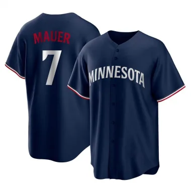 Navy Replica Joe Mauer Youth Minnesota Alternate Jersey