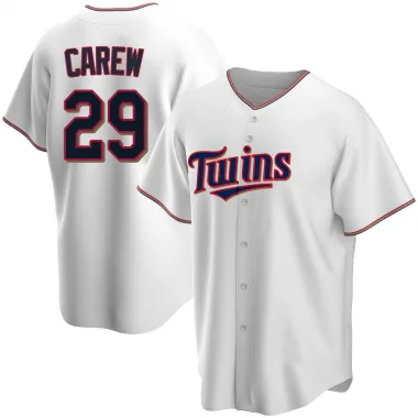 White Replica Rod Carew Men's Minnesota Home Jersey