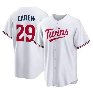 White Replica Rod Carew Youth Minnesota Home Jersey